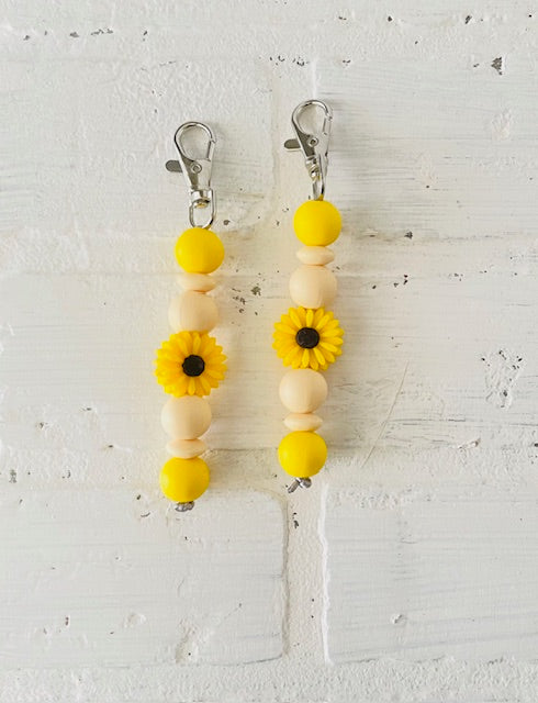 Beaded Sunflower Keychain