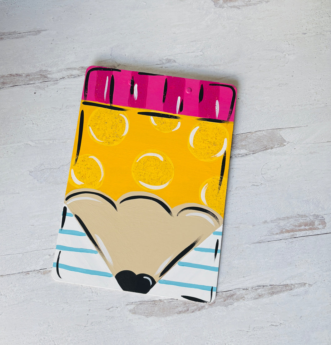 Hand painted pencil clip board