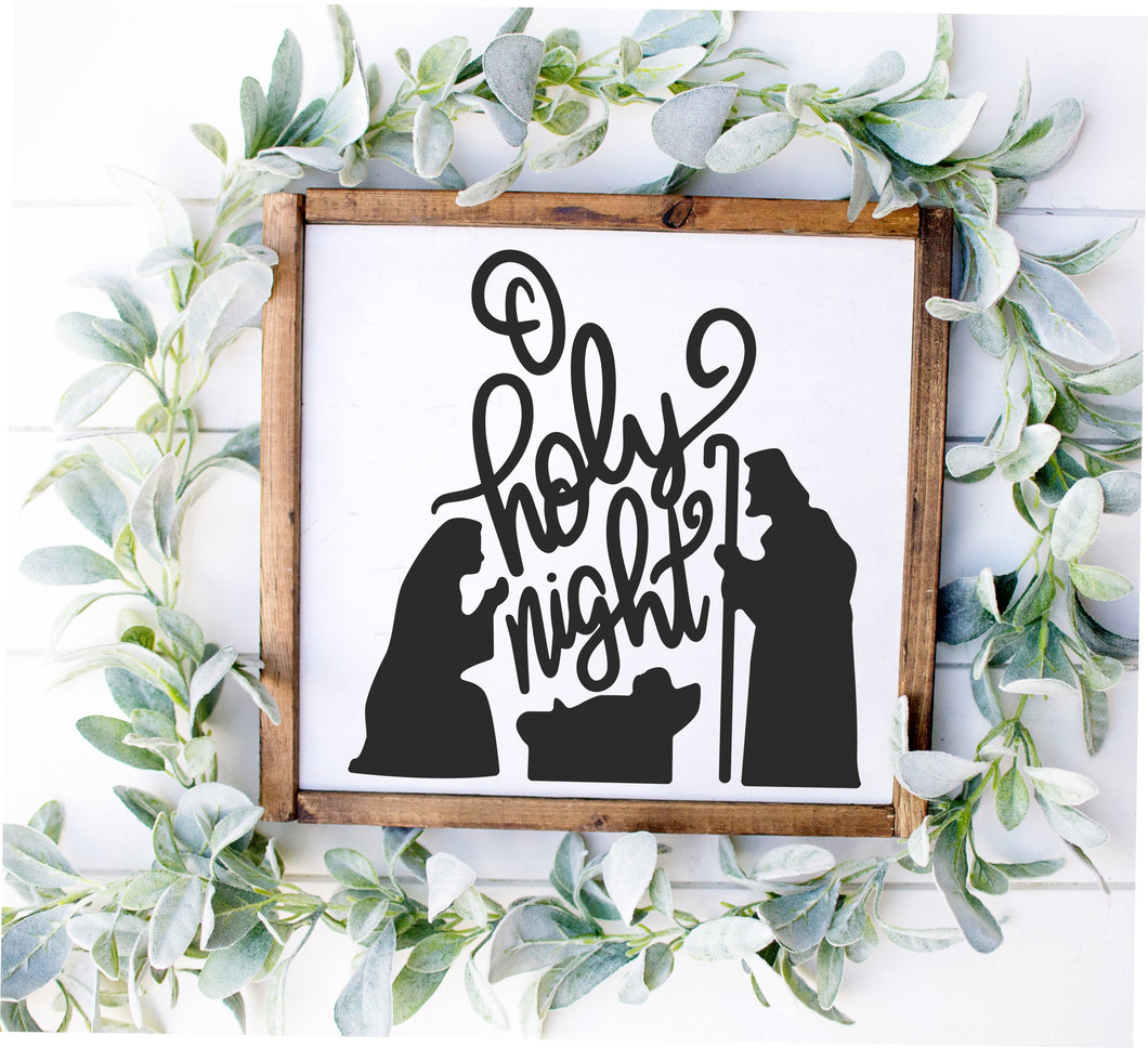 O Holy Night Wood Sign