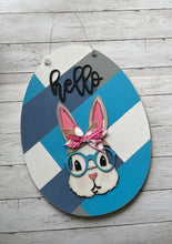 Load image into Gallery viewer, Easter Bunny Door Hanger, Easter Bunny Wreath, Easter Door Hanger, Easter Door Decoration, Easter Welcome Sign
